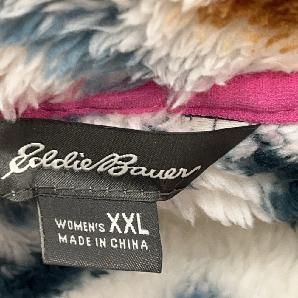 Eddie Bauer Plush Fleece 1/4 Zip Womens 2XL Vanilla Aztec Outdoor Gorpcore NEW - Picture 6 of 9